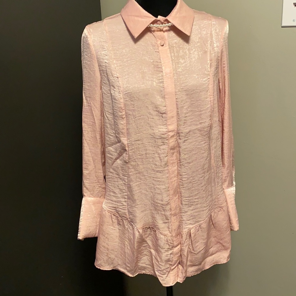 PINK BLOUSE PELPUM SATIN